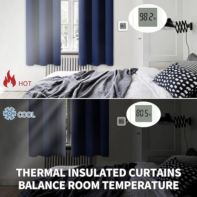 BGment Blackout Curtains for Living Room - Grommet Thermal Insulated Room Darkening Curtains for Bedroom, Set of 2 Panels (42 x 72 Inch, Navy Blue)