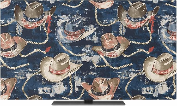 Western Cowboy Hat Indoor TV Cover, Elastic TV Screen Protector Watercolor by Unknown