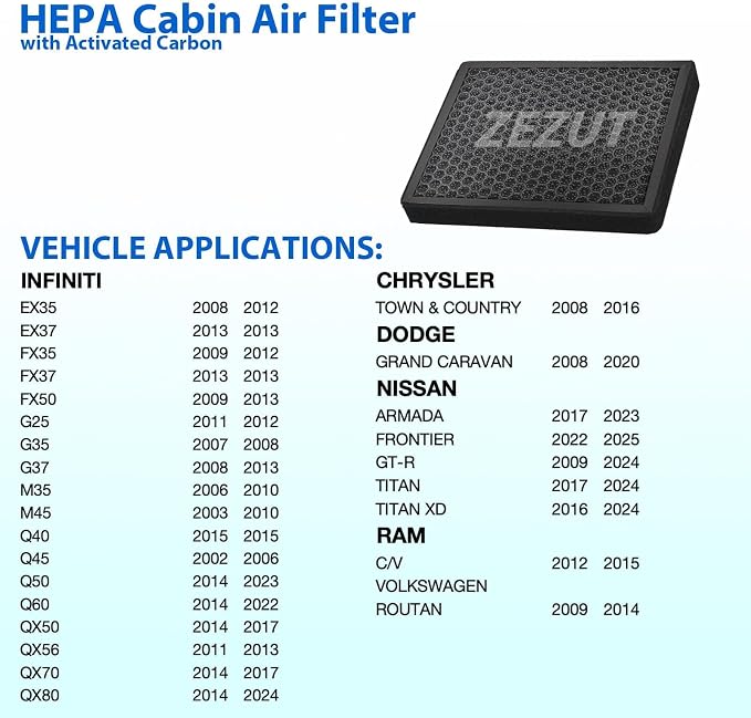 Cabin Air Filter, for Chrysler Town & Country, Dodge Grand Caravan, Nissan - Image 2