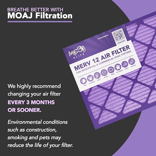 20x25x1 Air Filter | MERV 12 | MOAJ Elite Bacterial & Viral Defense | BASED IN - Image 5