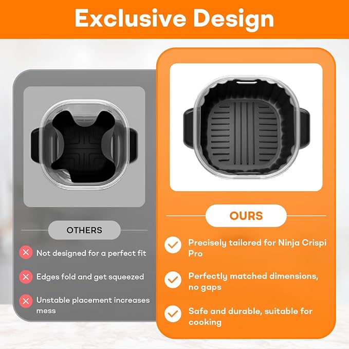 Silicone Air Fryer Liners 2 Pack, Reusable Non-Stick Square Liners Compatible - Image 3