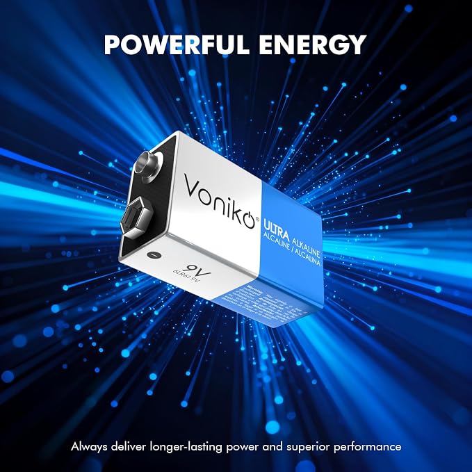 Voniko 12-Pack 9V Batteries, Long-Lasting 9 Volt Battery - Image 2