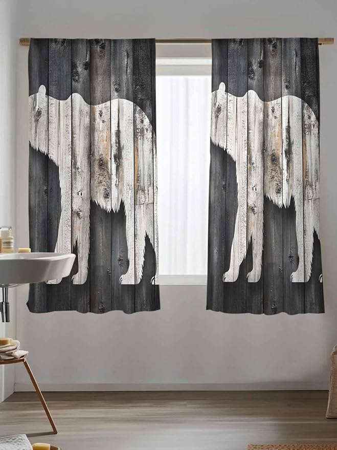 Sheer Curtains 72 Inches Long, Farmhouse Country Vintage Wood Grain Privacy - Image 5