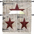 Village Stars Swag Kitchen Curtains Valance and Tier Set, Vintage Dark Red Star by Unknown
