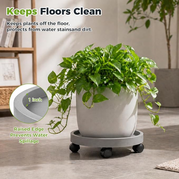 3 Pack Plant Caddy with Wheels Rolling Plant Stand with Wheels 13 Inch Plant - Image 6