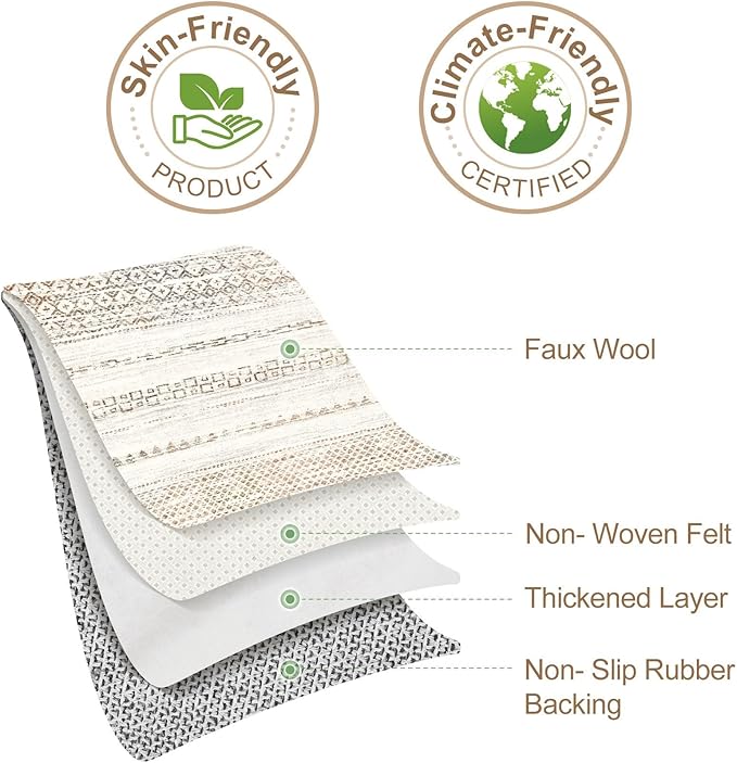 Nakagishi Area Rug Living Room Rugs: 4X6 Machine Washable Boho Large Neutral Farmhouse Stain Resistant Moroccan Indoor Floor Carpet for Bedroom Nursery Dorm Dining Room Home-Multi Color
