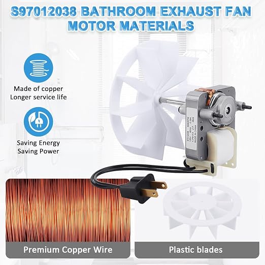 S97012038 Bathroom Vent Exhaust Fan Motor Replacement Electric Motors Kit Fit - Image 3