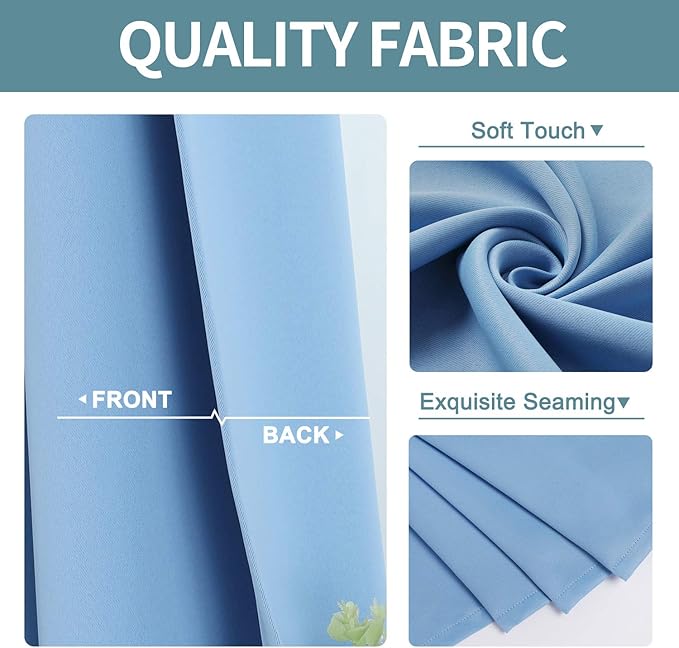 ChrisDowa Room Darkening Curtains 120 Inches Long 2 Panels Set for Living Room, Grommet Thermal Insulated Blackout Curtains for Bedroom (Sky Blue, 52 x 120 Inch)