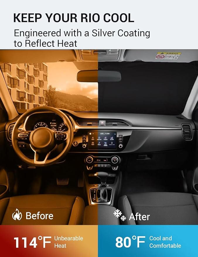 Proadsy 2026 Upgrade Windshield Sun Shade Custom Fit 2018-2023 Kia Rio Foldable - Image 3