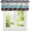 Laundry Rules Valances for Windows, Retro Blue White Wood Board Grain Kitchen by Unknown