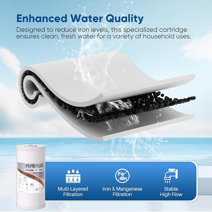 PUREPLUS 10" x 4.5" Whole House Iron Reducing Sediment Filter Compound - Image 2