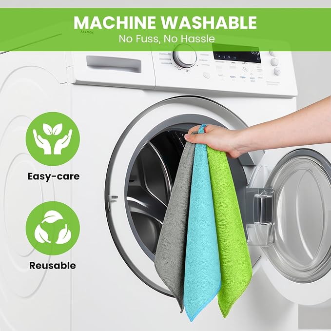 12 Pack Microfiber Cleaning Cloth, 3 Assorted Colors Cleaning Rags - Image 7