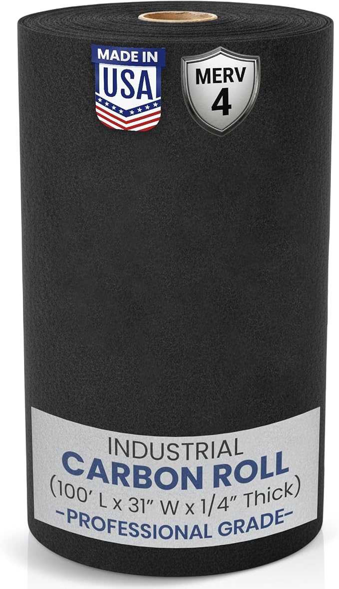 Activated Carbon Filter Media Roll, 31 in x 100 ft | Cut to any size; 1/4 in; by IDAirSystems