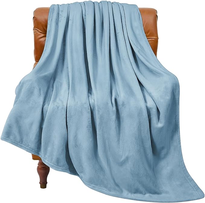 BEDELITE Fleece Blanket Washed Blue Throw Blankets for Couch & Bed, 300GSM Luxury Plush Cozy Fuzzy Blanket 50" x 60", Super Soft Warm Lightweight Throw Blanket for Travel Camping