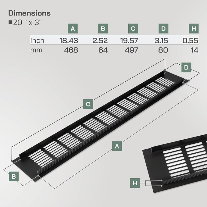 Vent Systems 19.69 x 3.15 Rectangular Door Vent - Image 2