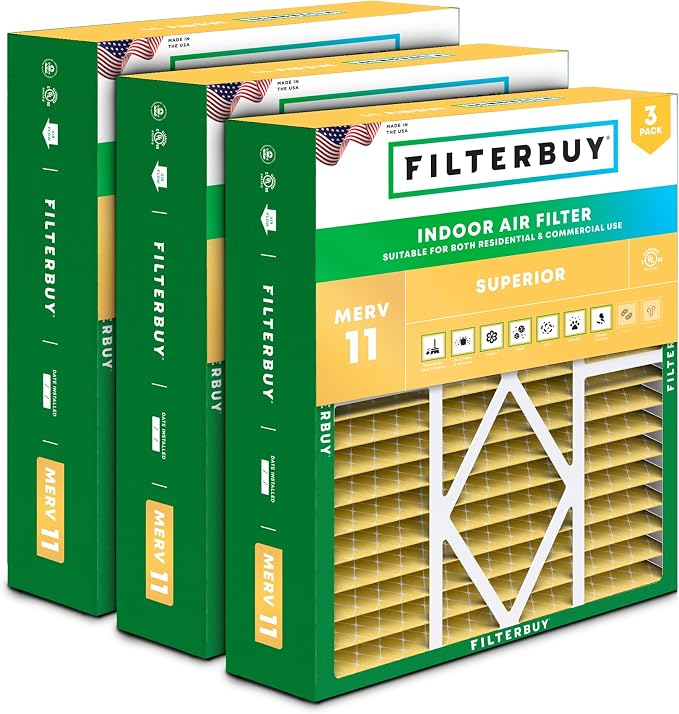 Filterbuy 20x20x5 Air Filter MERV 11 Superior Pet & Allergy Defense, Pleated by Filterbuy
