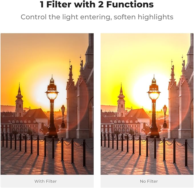 K&F CONCEPT 72mm Black Diffusion Mist 1/4 Effect & Variable ND2-400 ND Lens - Image 3