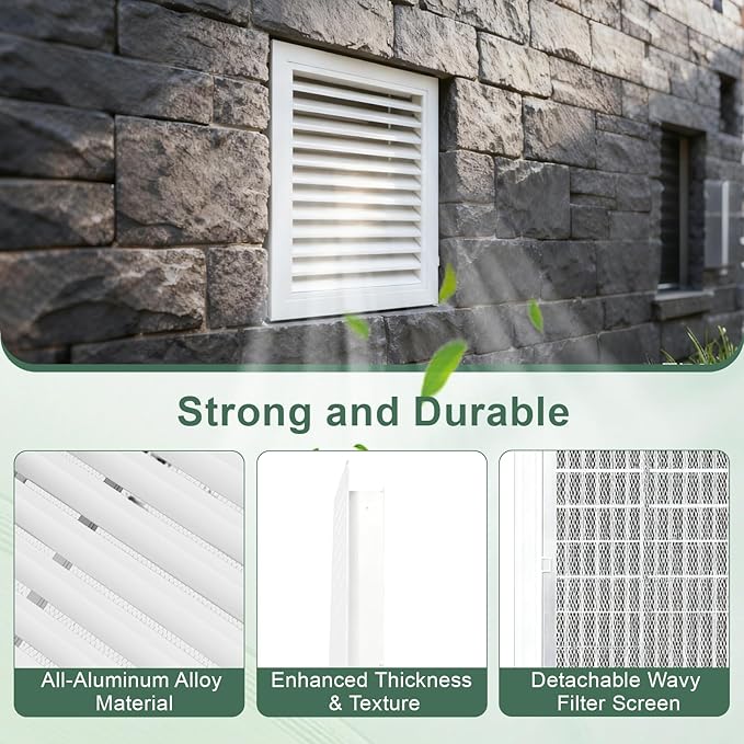 14"x20" Aluminum Gable Vent, Filter Screen - Image 3