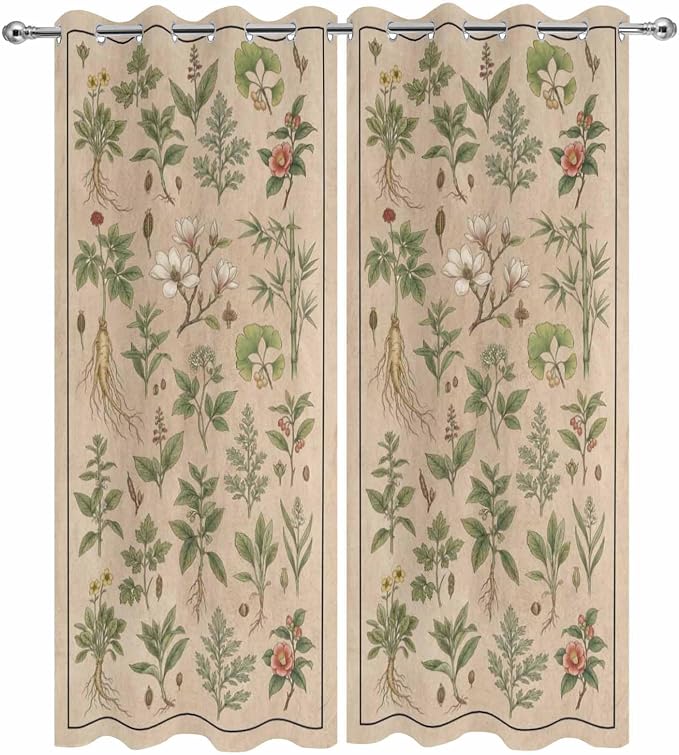Vintage Outdoor Curtains for Patio Grass Herbal Botanical Garden Plants - Image 9