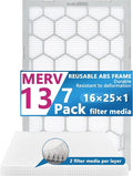 16x25x1 MERV 13 Air Filter, AC Furnace Air Filter, Reusable ABS Plastic Frame by OlitAir