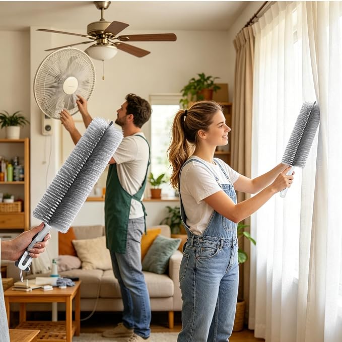 Fan Cleaning Brush 2 – Piece Microfiber Bendable Portable, Floor Duster Tool - Image 2