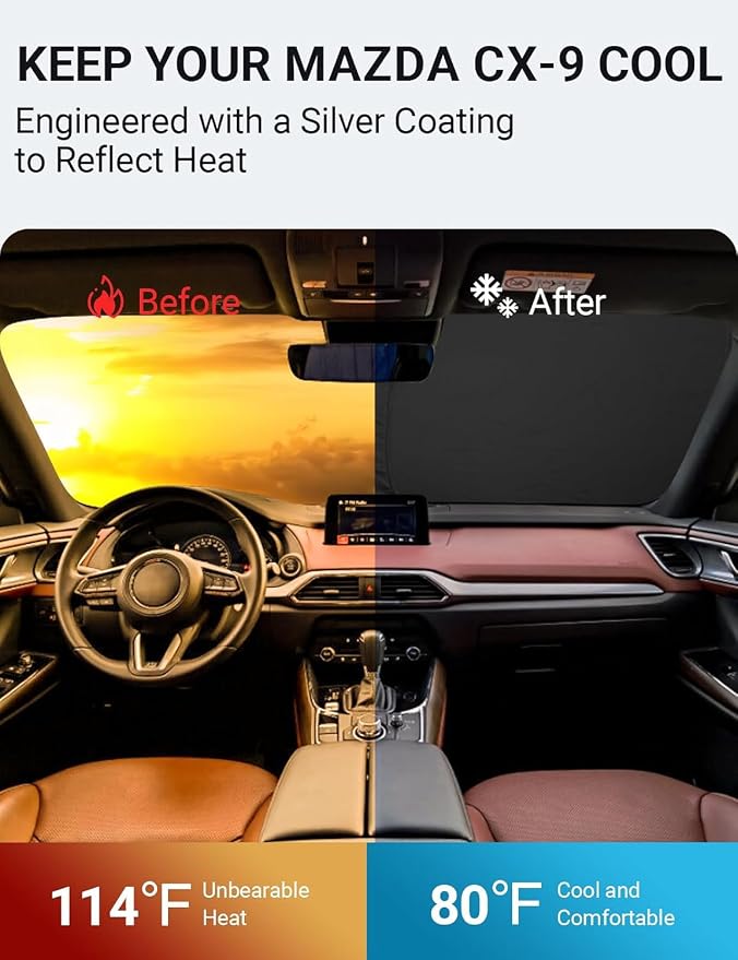 Proadsy 2026 Upgrade Front Windshield Sun Shade Foldable Sunshade Protector - Image 3