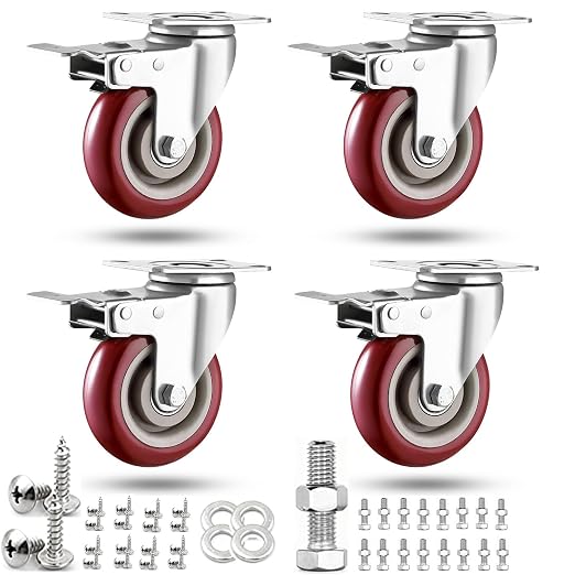 3 inch Casters Load 2000lbs -Includes Complete Screws Sets by ABSLIMUS
