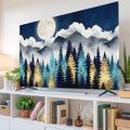 Moonlit Night Forest Mountains Indoor TV Cover, Elastic TV Screen Protector by Unknown