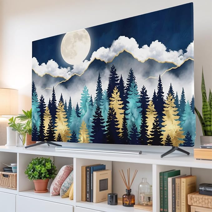 Moonlit Night Forest Mountains Indoor TV Cover, Elastic TV Screen Protector - Image 6