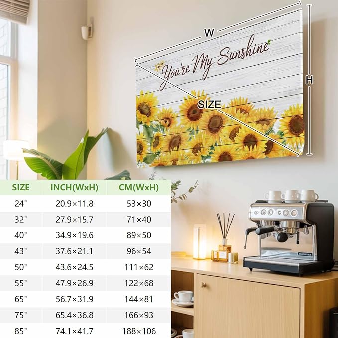 Farmhouse Sunflower Wood Board Indoor TV Cover, Elastic TV Screen Protector - Image 3