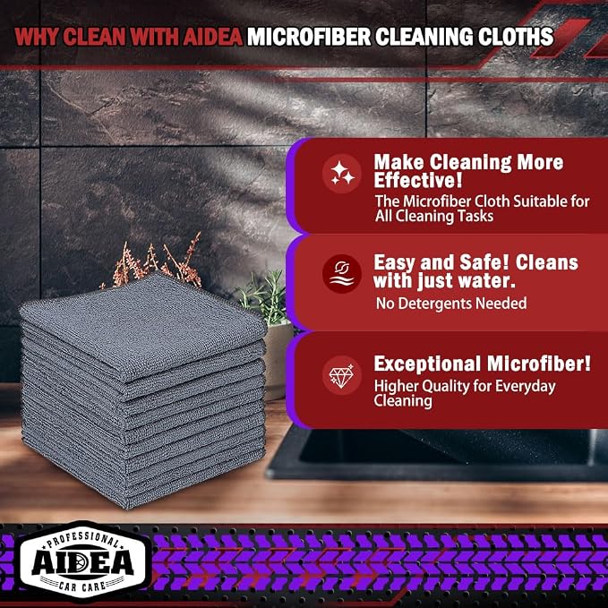 AIDEA Microfiber Cleaning Cloth Grey, Microfiber Towels - Image 2