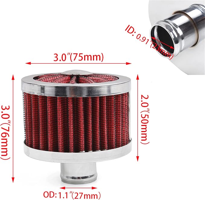 MUGE RACING 23mm Car Air Filter Universal Cold Air Intake Filter High Flow Vent - Image 7