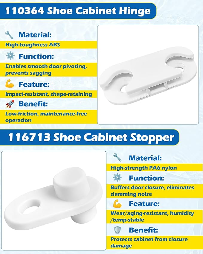 IWIWE 110364 Shoe Cabinet Hinge & 116713 Shoe Cabinet Stopper Compatible - Image 3