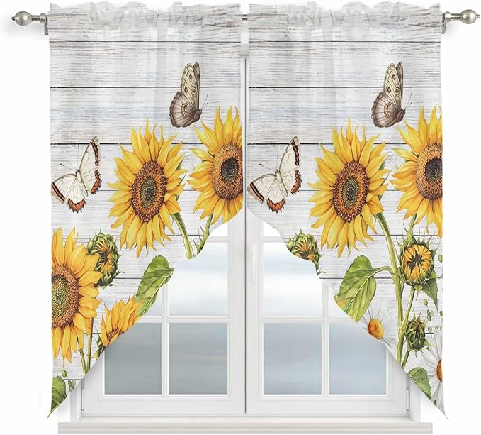 Yellow Sunflowers Swag Valances by Unknown