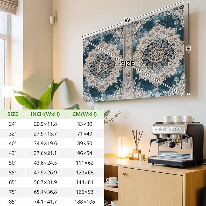 Retro Medieval Ethnic Pattern Indoor TV Cover, Elastic TV Screen Protector - Image 4