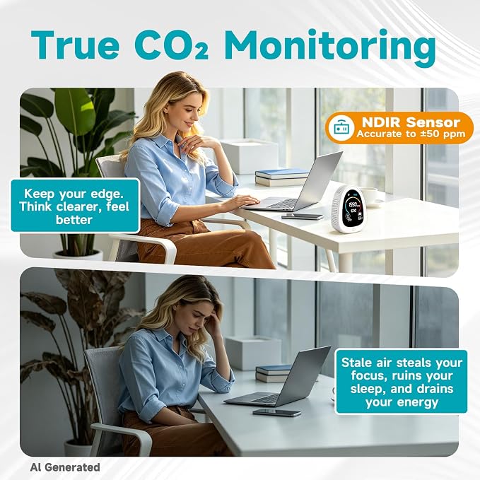 AIRNERGY Portable CO2 Monitor Indoor Air Quality Monitor - Image 6