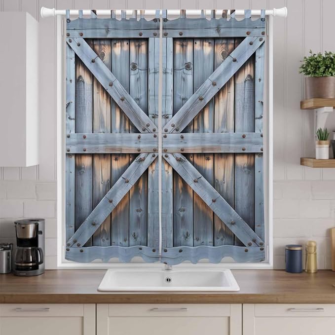 Farmhouse Wood Grain Living Room Curtains 96 Inch Length, Window Curtains Tab - Image 9