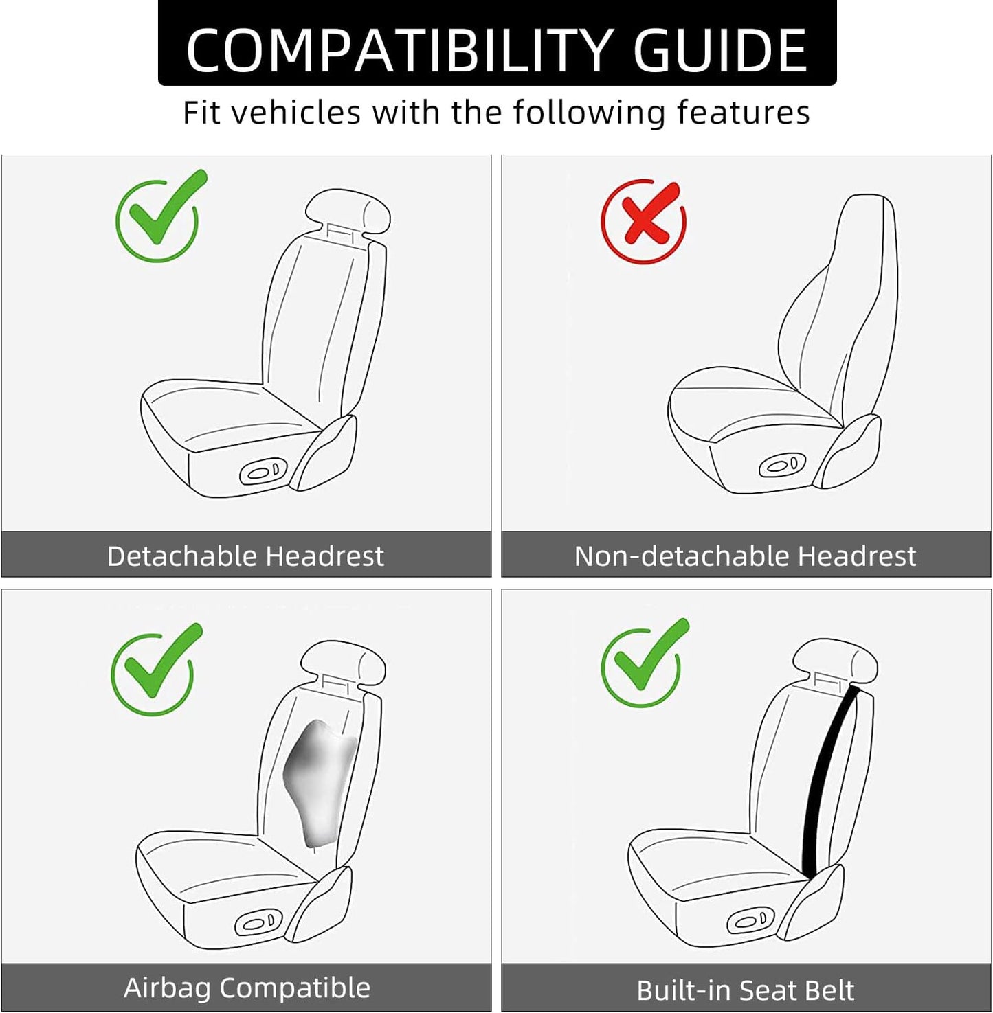 1 Pack Leather Front Car Seat Cover, Universal Sideless Car Seat Protector with Storage Pocket and Seat Belt Pad, Waterproof Automotive Seat Cover Cars Trucks SUV(Black)