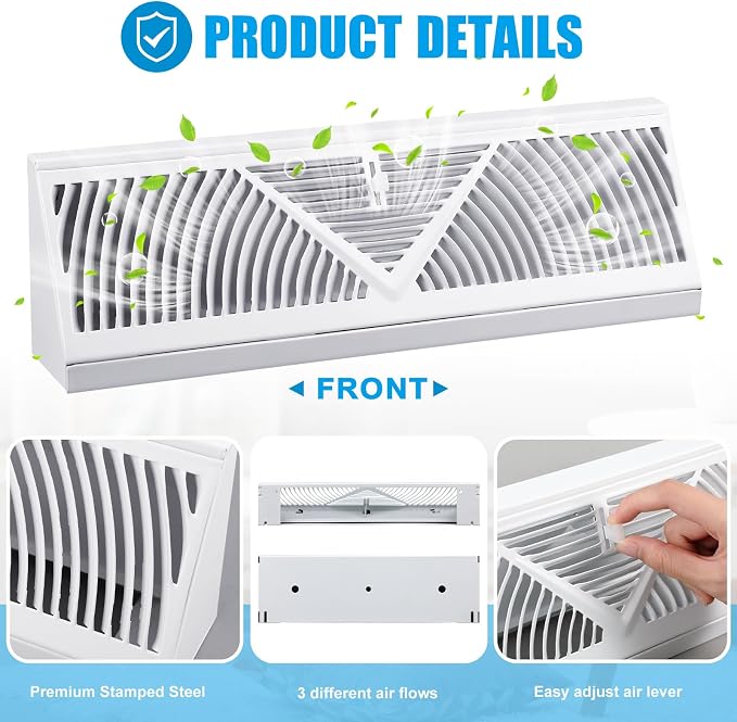 Yaocom 10 Pack Baseboard Register Vent 15 Inch Duct Opening Size Vent Covers - Image 3