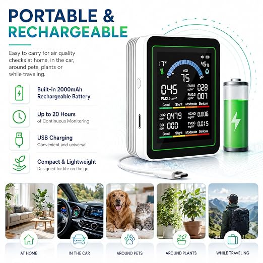 Upgraded 10-in-1 Smart Air Quality Monitor – Professional Indoor Air Test Kit - Image 6