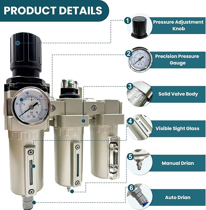 Upgraded 1/2" NPT Heavy Duty Industrial Grade 3 Stage Air Drying System - Image 3