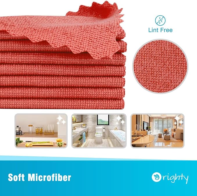 Orighty Microfiber Cleaning Cloth Bulk, Shop Towels Shop Rags 50 Pack, Reusable - Image 2
