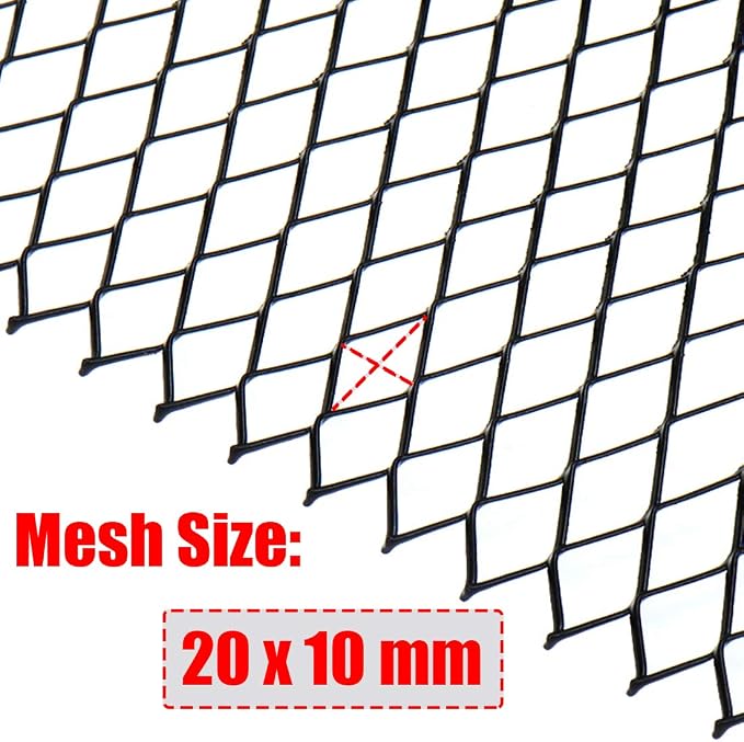 Modengzhe 40 x 13 inch Car Grill Mesh Sheet, 10 x 20 mm Rhombic-Shape Grids - Image 2