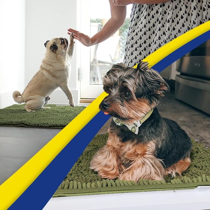 Muddy Mat® | Super Absorbent Door Mat Indoor, Microfiber Quick Dry Chenille Entryway Rug, Non-Slip Front Door Mat, Indoor Mats for Entryway, Machine Washable Pet Rug, Army Green 36" x 120"