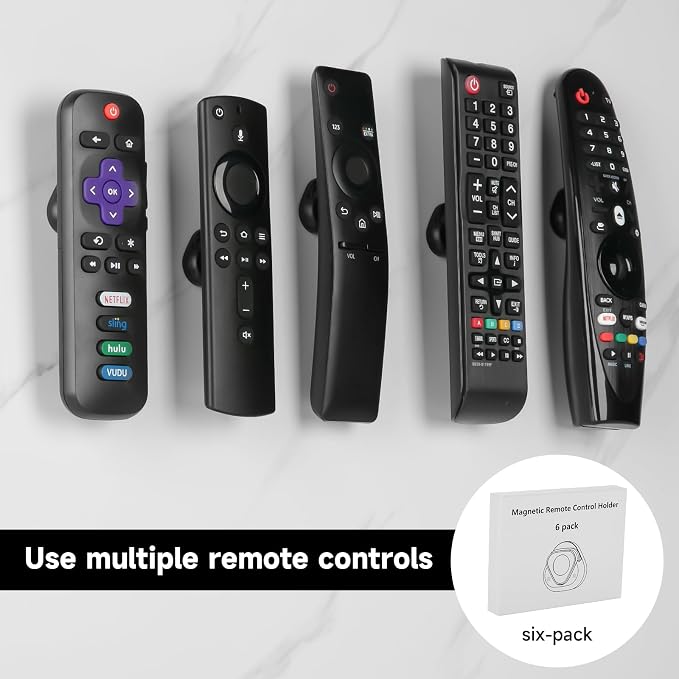 YONGAIJIA 6 Pcs Magnetic Remote Control Holder, Self Adhesive Remote Holder - Image 7