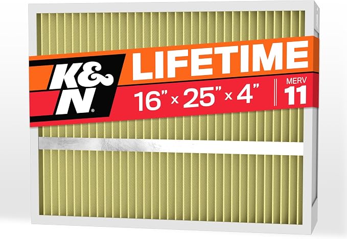 K&N 16X25X4 HVAC Furnace Air Filter, Lasts a Lifetime, Merv 11, the Last HVAC by KNEngineeringInc