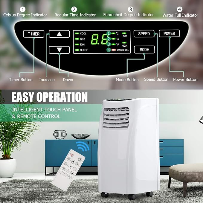 COSTWAY 8000 BTU Portable Air Conditioner, 3-in-1 Air Cooler w/Built-in - Image 4