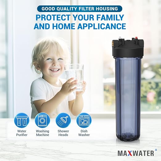Max Water Whole House 20" x4.5" Purple Clear WH Water Filter Housing 1 inch - Image 6