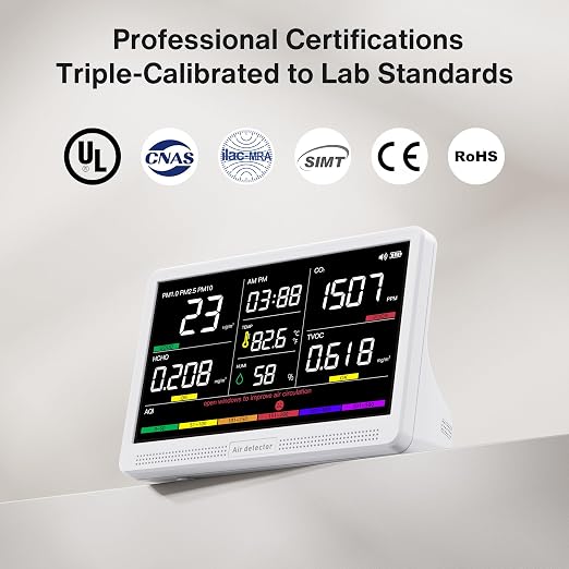 bonoch Upgrade Extended 12-Hour Battery Life 16 in 1 Air Quality Monitor Indoor - Image 6