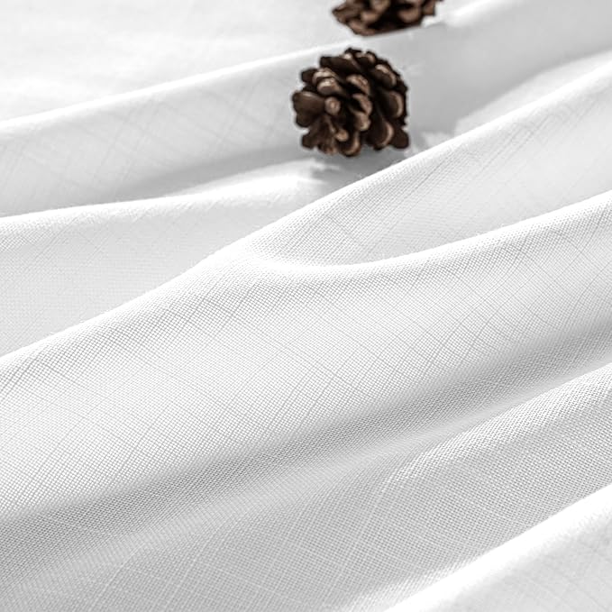 MIULEE White Linen Curtains 94 Inch Long 2 Panels for Bedroom Living Room, Soft Thick Linen Textured Back Tab Window Drapes Semi Sheer Light Filtering Rod Pocket Modern Farmhouse Decor